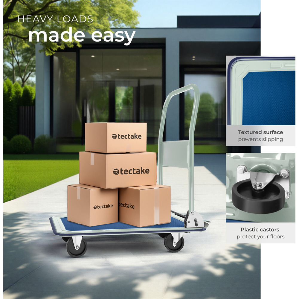 tectake Blue and Grey Folding Trolley 150kg Image 4