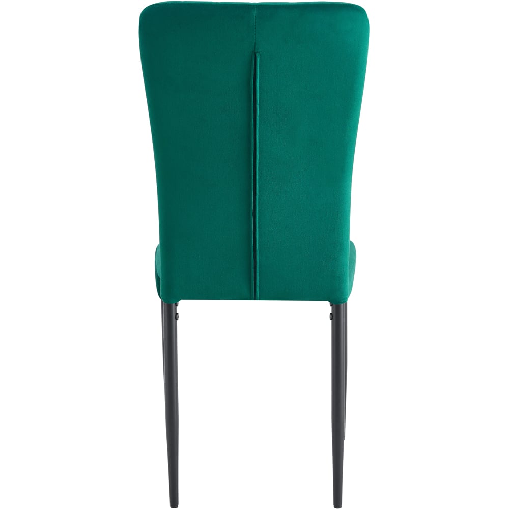 wilko Elle Set of 6 Green Velvet Effect Plush Padded Upholstered Dining Chair Image 6