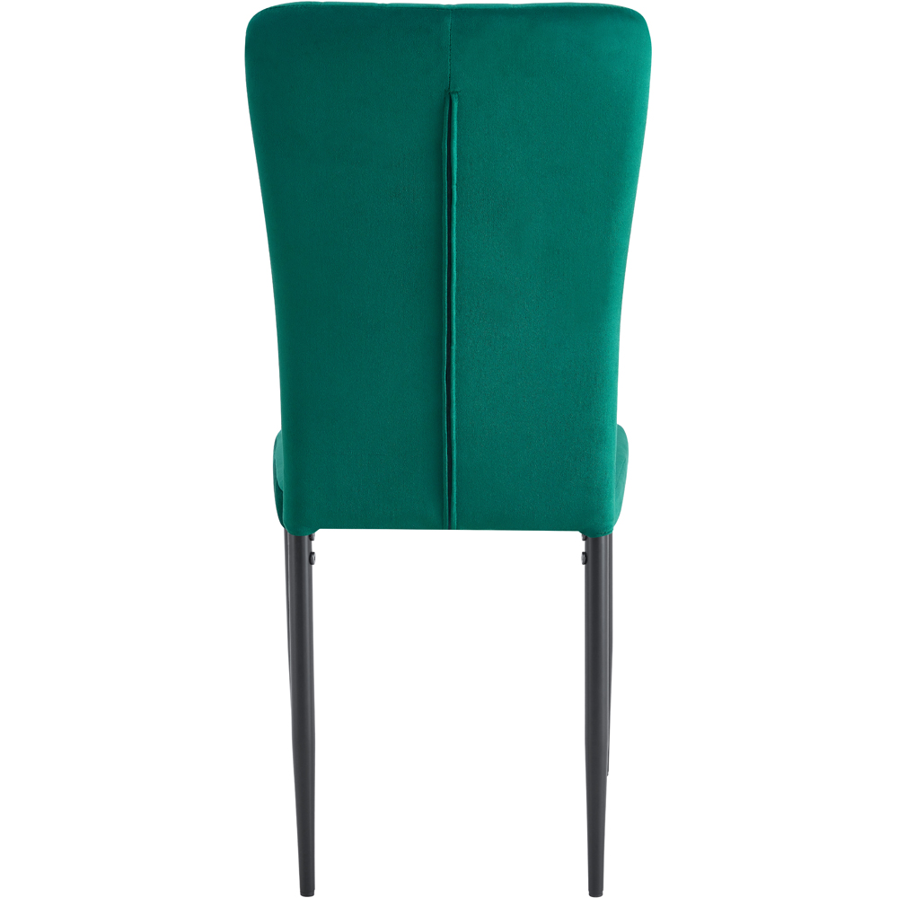 wilko Elle Set of 4 Green Velvet Effect Plush Padded Upholstered Dining Chair Image 6