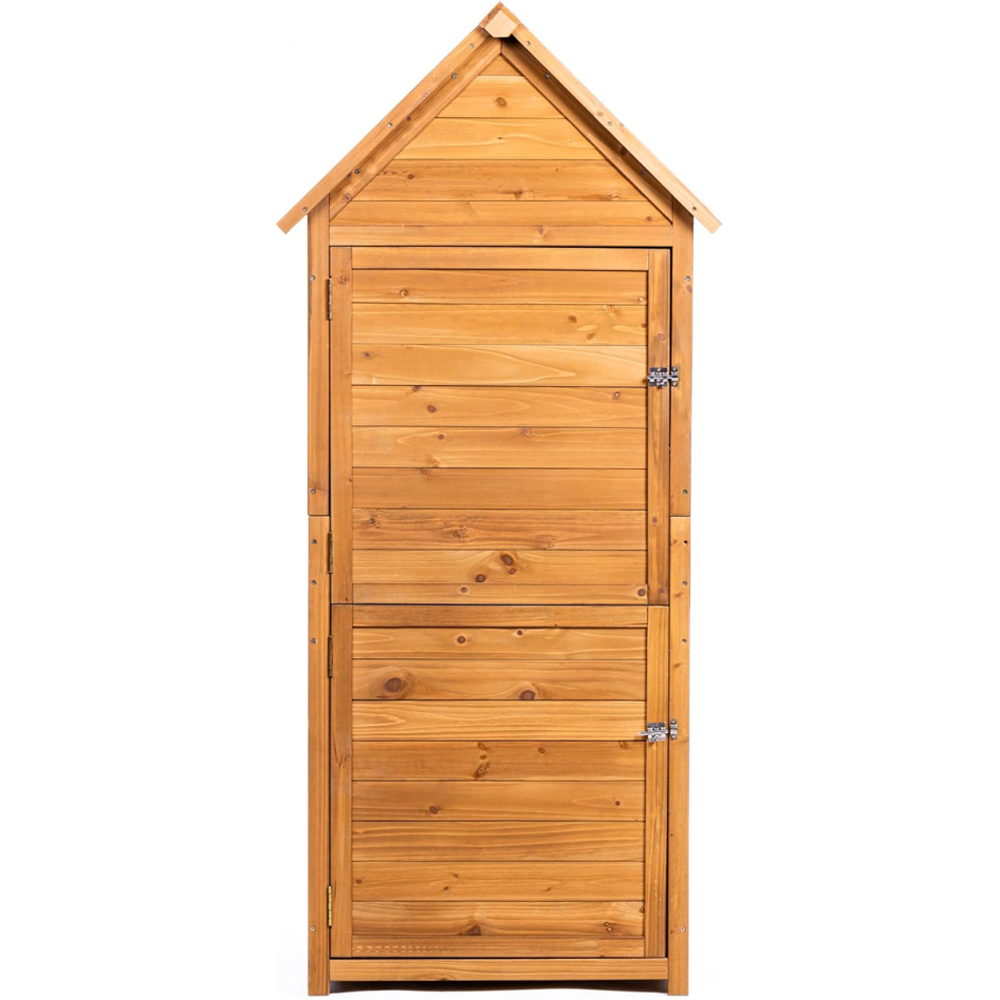 Garden Gear 2 Door Natural Garden Sentry Storage Cabinet with Galvanized Sheet Roof Image 3
