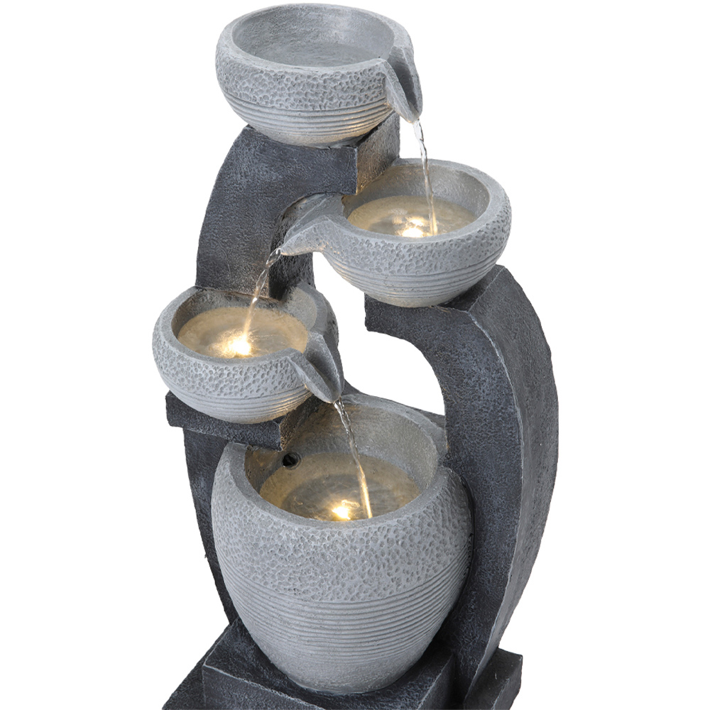 Living and Home 4 Tier Bowl Shaped Rockery Resin Solar Powered LED Water Feature Image 5