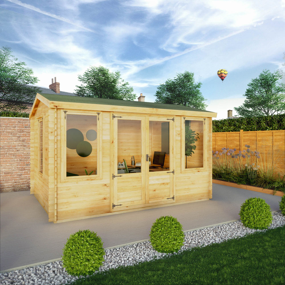 Mercia 13.1 x 9.8ft Double Door Wooden Reverse Apex Log Cabin Image 6