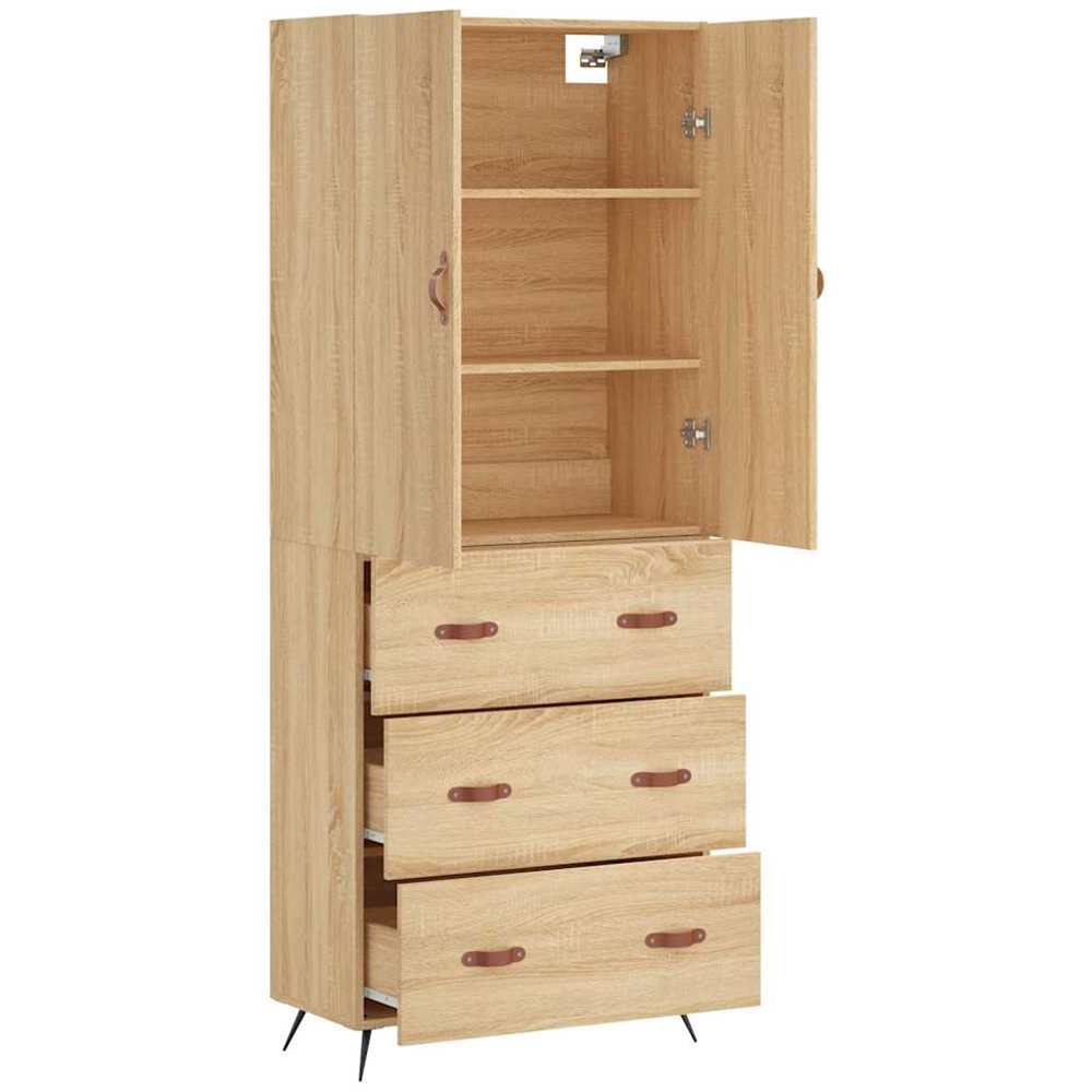 vidaXL 2 Door 3 Drawer Sonoma Oak Highboard with Metal Legs Image 4
