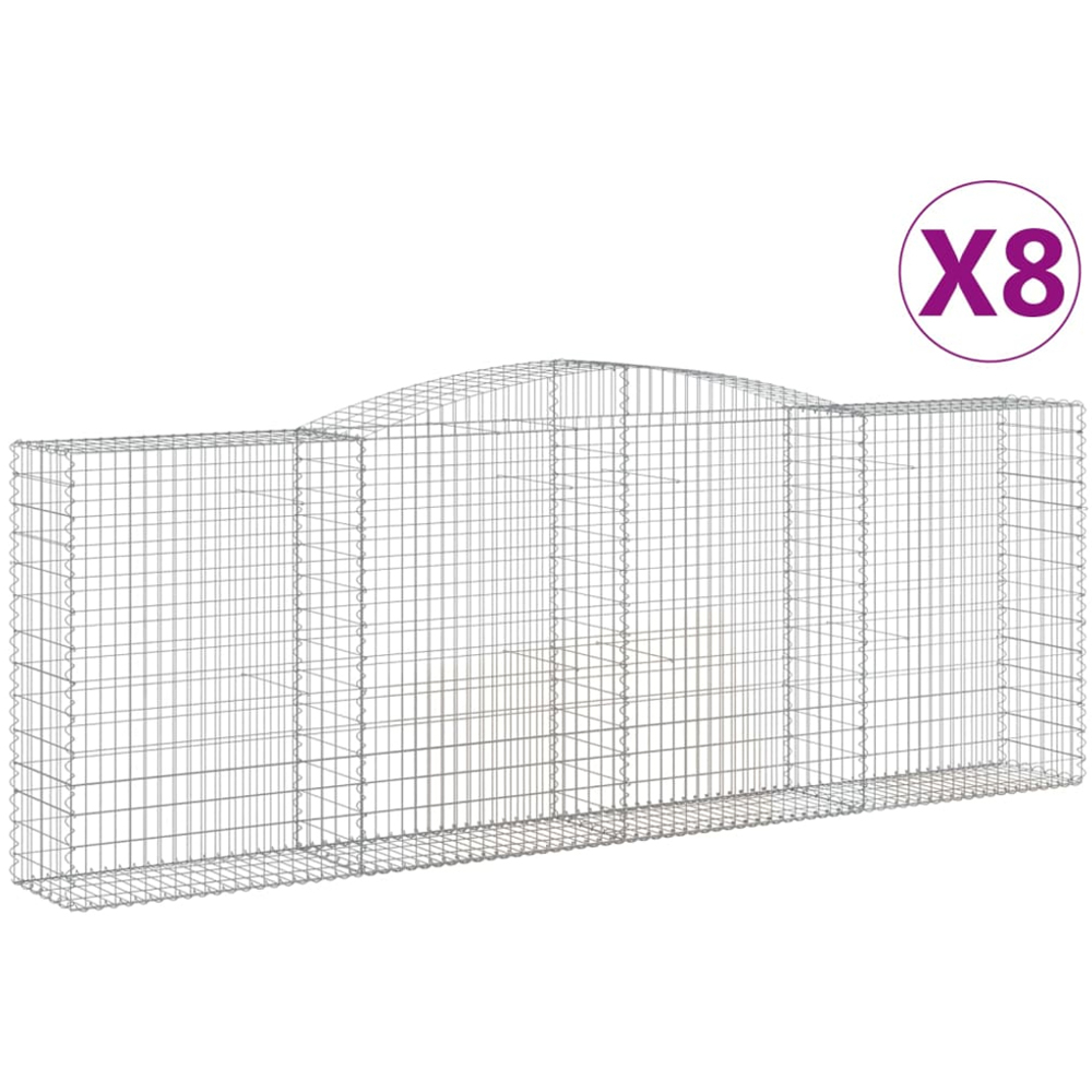 vidaXL Silver Galvanised Iron Gabion Basket 400 x 50 x 140/160cm 8 Pack Image 4