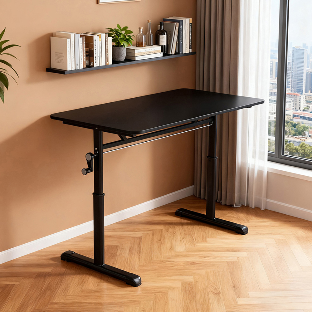Living and Home Carbon Steel Frame Height Adjustable Laptop Desk with Crank Handle Black Image 7