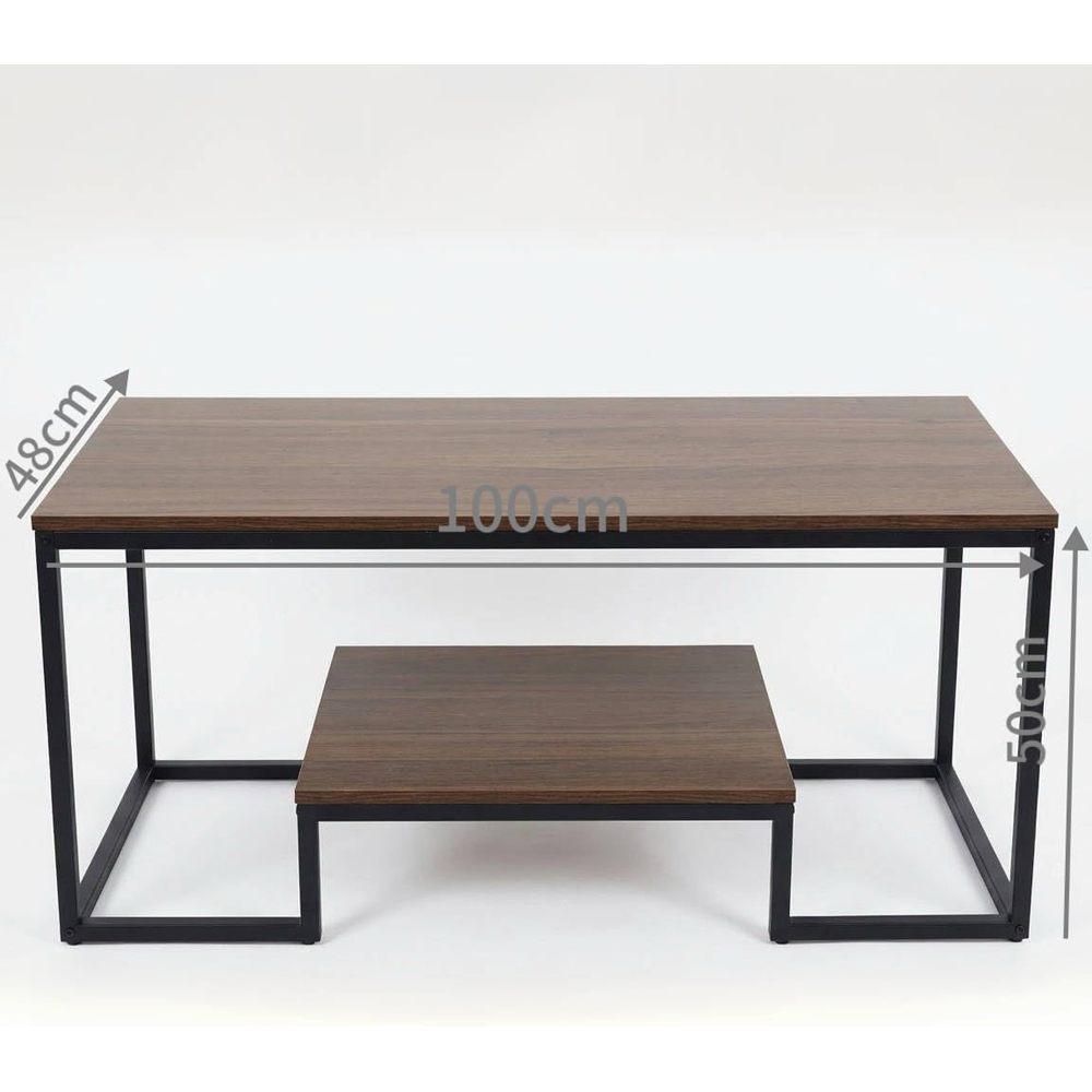 Alivio Single Shelf Brown Modern Industrial Coffee Table Image 9