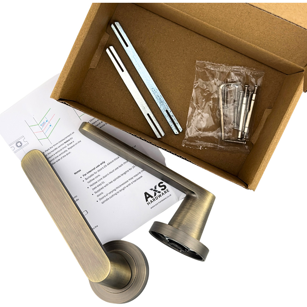 AXS Hardware Harlem Antique Brass Latch Door Handles on Rose 2 Pack Image 6