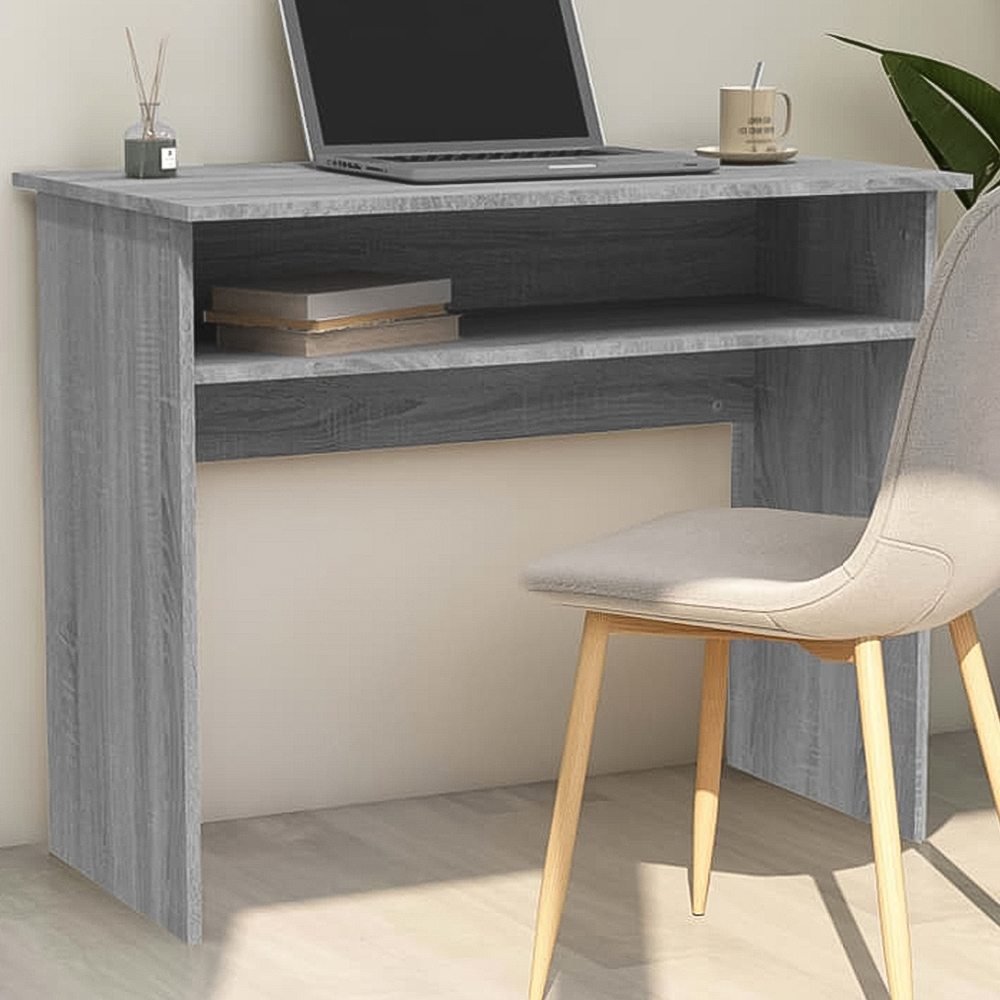 vidaXL Single Shelf Computer Desk Grey Sonoma Image 1