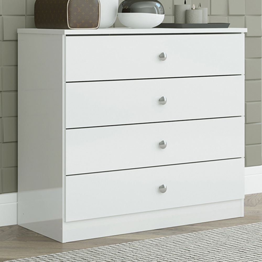 Seconique Denver 4 Drawer White Gloss Storage Chest Image 1