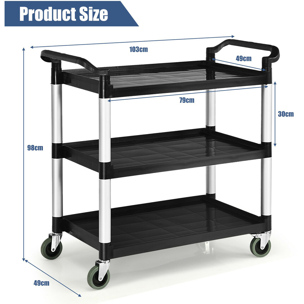 Costway 3 Shelf Multifunctional Utility Cart with Flexible Wheels Image 9