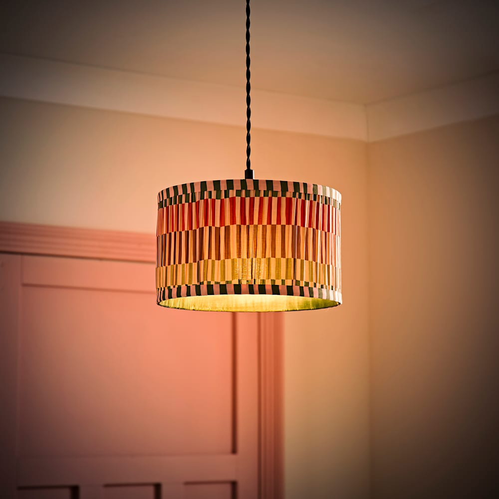ValueLights Rae Natural Stripe Pleated Small Ceiling Drum Lamp Shade Image 2
