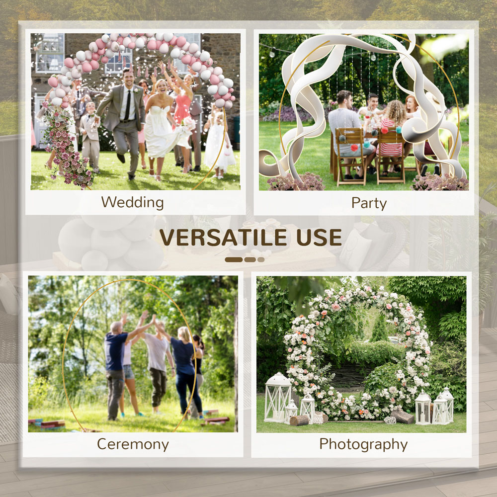 Outsunny 8 x 9ft Gold Tone Round Backdrop Arch Stand Image 5
