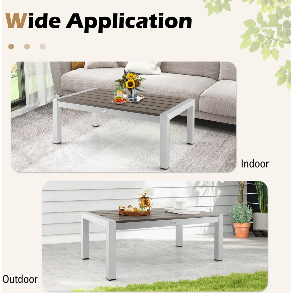 Costway Grey Aluminium Rectangular Coffee Table Image 7