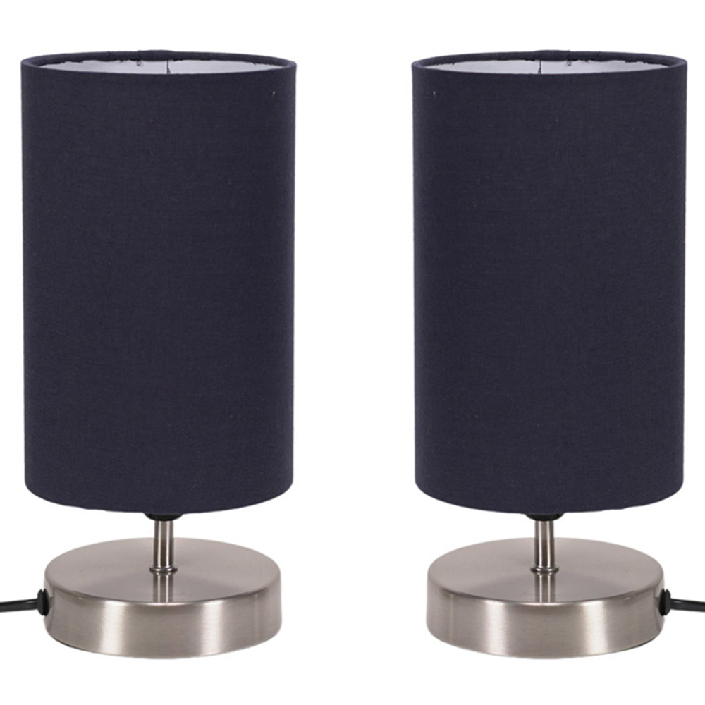 ValueLights Francis 2 Pack Brushed Gold and Navy Shade Dimmable Touch LED Table Lamp Image 1