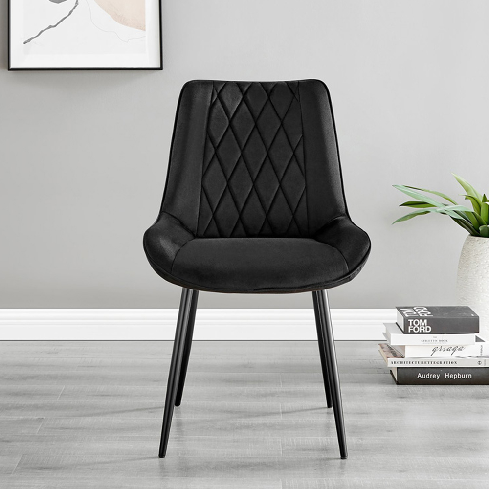 Furniturebox Arona Cesano Concrete Effect 6 Seater Round Dining Set Grey and Black Image 3