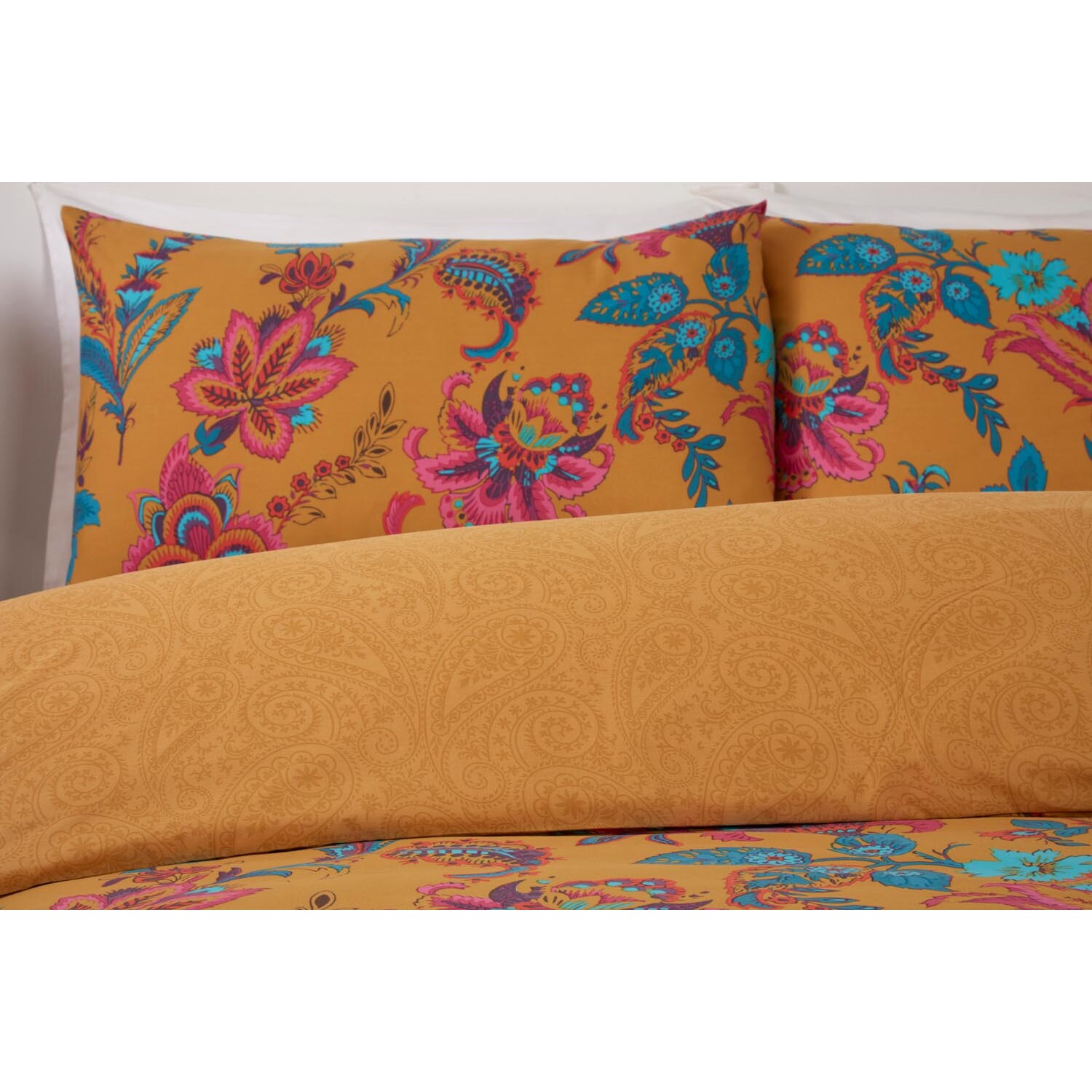 Safia Duvet Cover and Pillowcase Set - Ochre / Superking Image 3