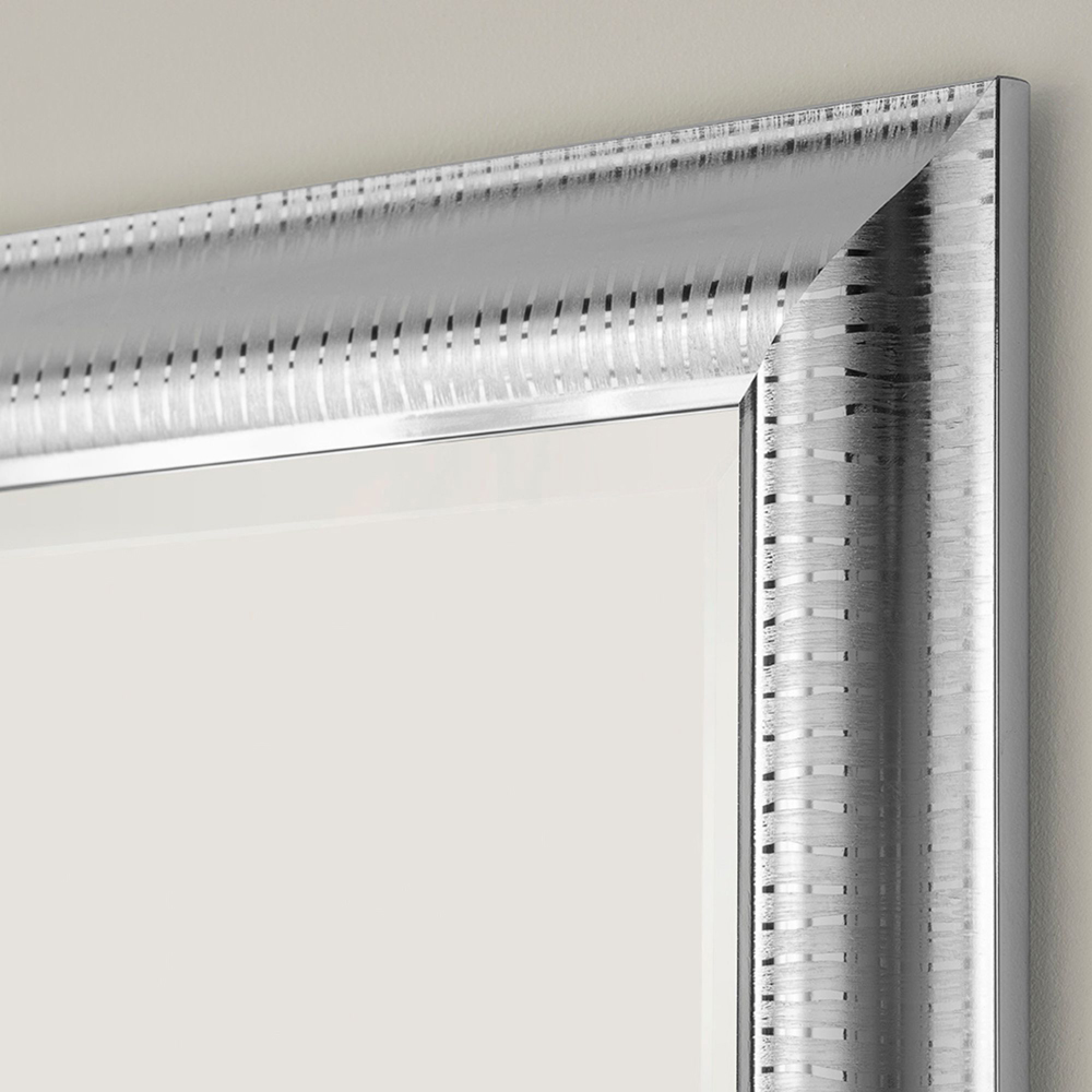 Yearn Silver Chrome Textured Wall Mirror 130 x 77cm Image 3