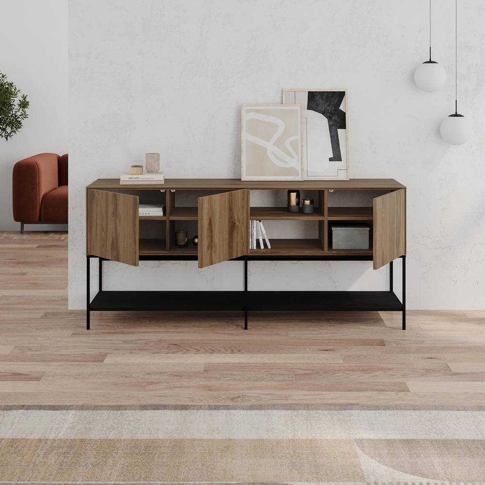 Decortie Amira 3 Door 3 Shelf Deep Oud Console Table Image 4