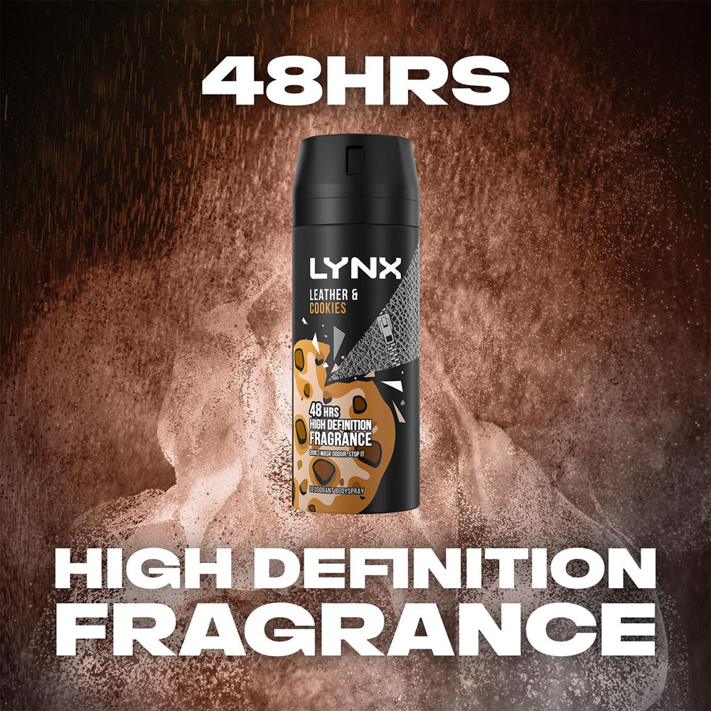 Lynx Collision Leather and Cookies 48H Protection Deodorant Body Spray 150ml 30 Pack Image 5