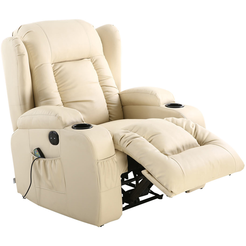 Furniture Online Caesar Cream Bonded Leather Electric Recliner Chair Image 3