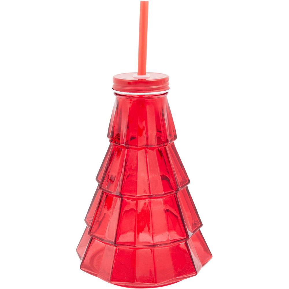 Glass Xmas Tree Drinking Jar Image 2