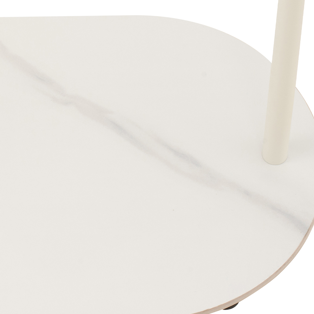 Living and Home White Metal Clothes Rack with 4 Hooks and Marble-Effect Base Image 3