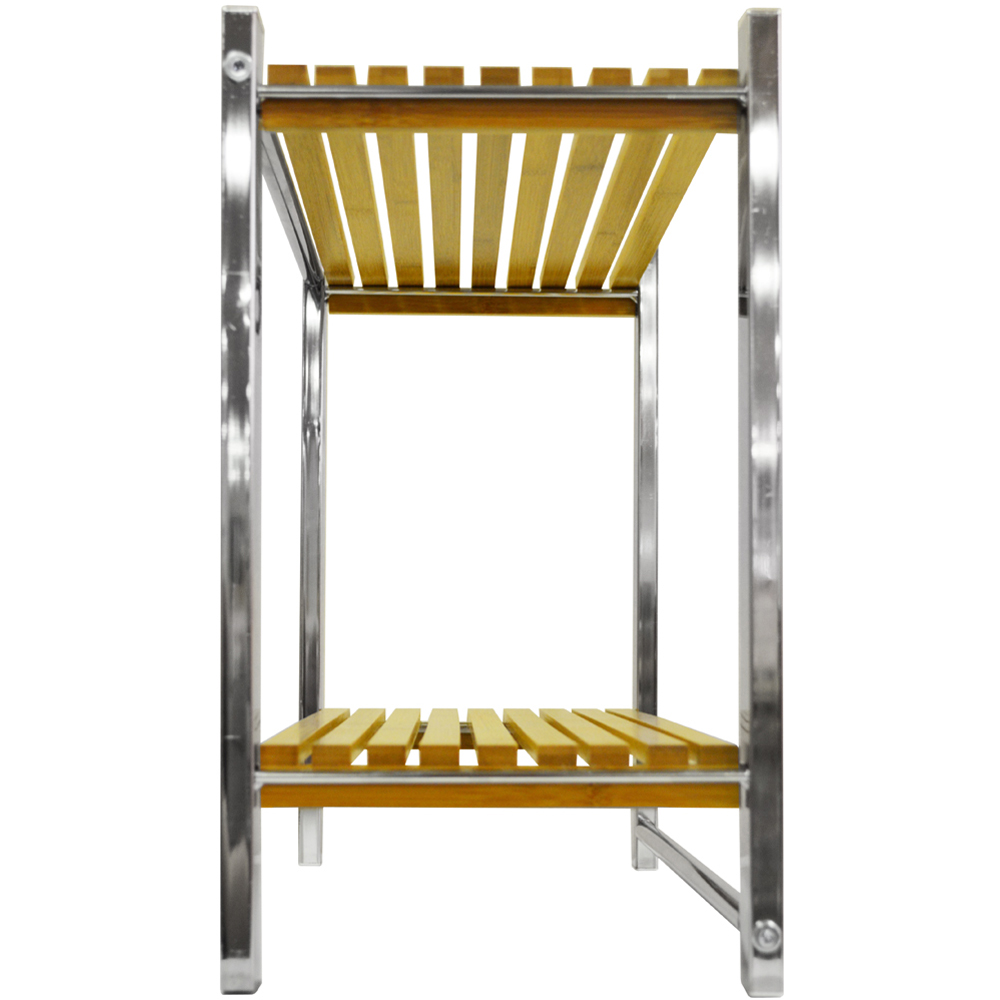 Watsons 2 Shelf Silver and Natural Bathroom Storage Unit with Towel Rail Image 5