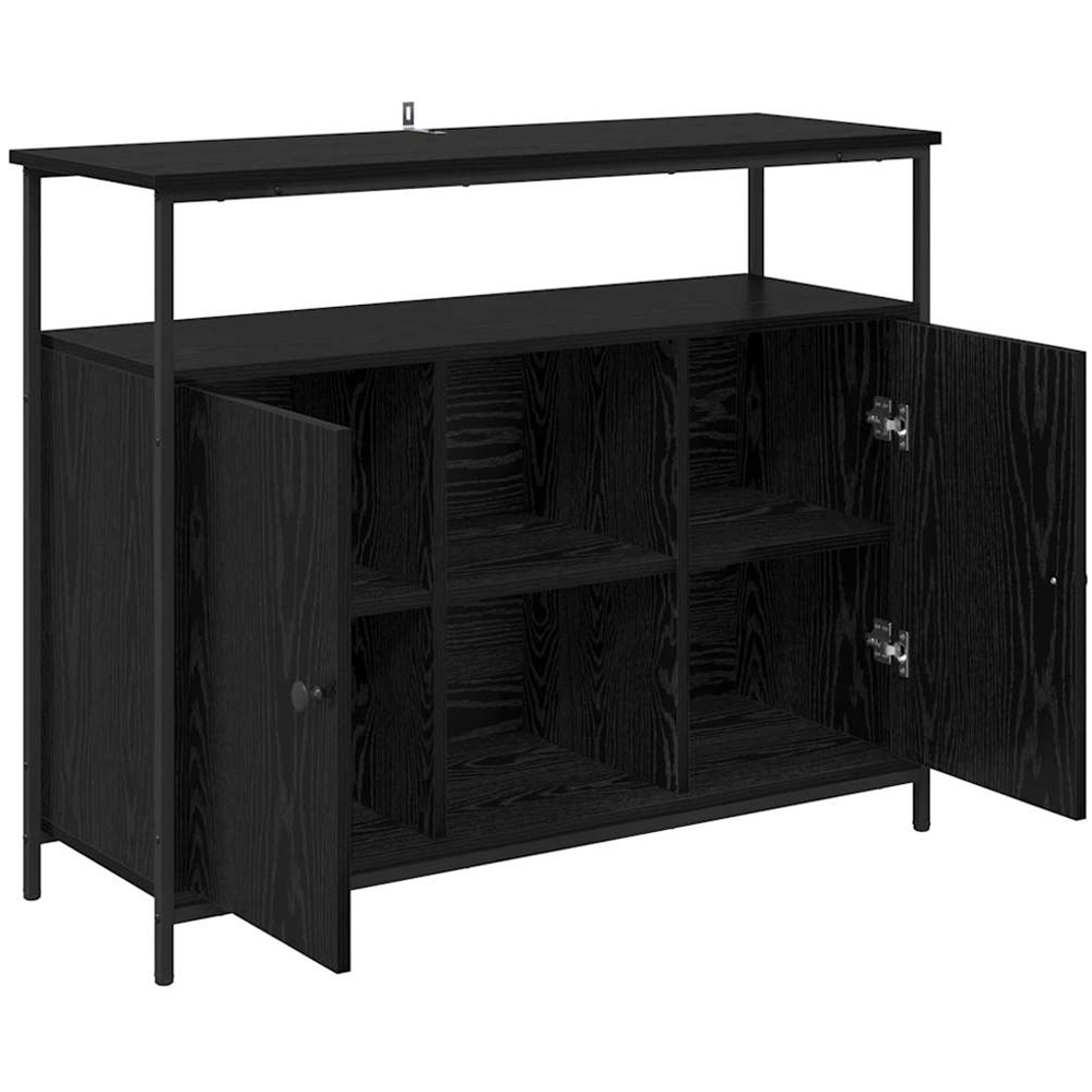 vidaXL 2 Door 3 Shelf Black Oak Sideboard Image 5