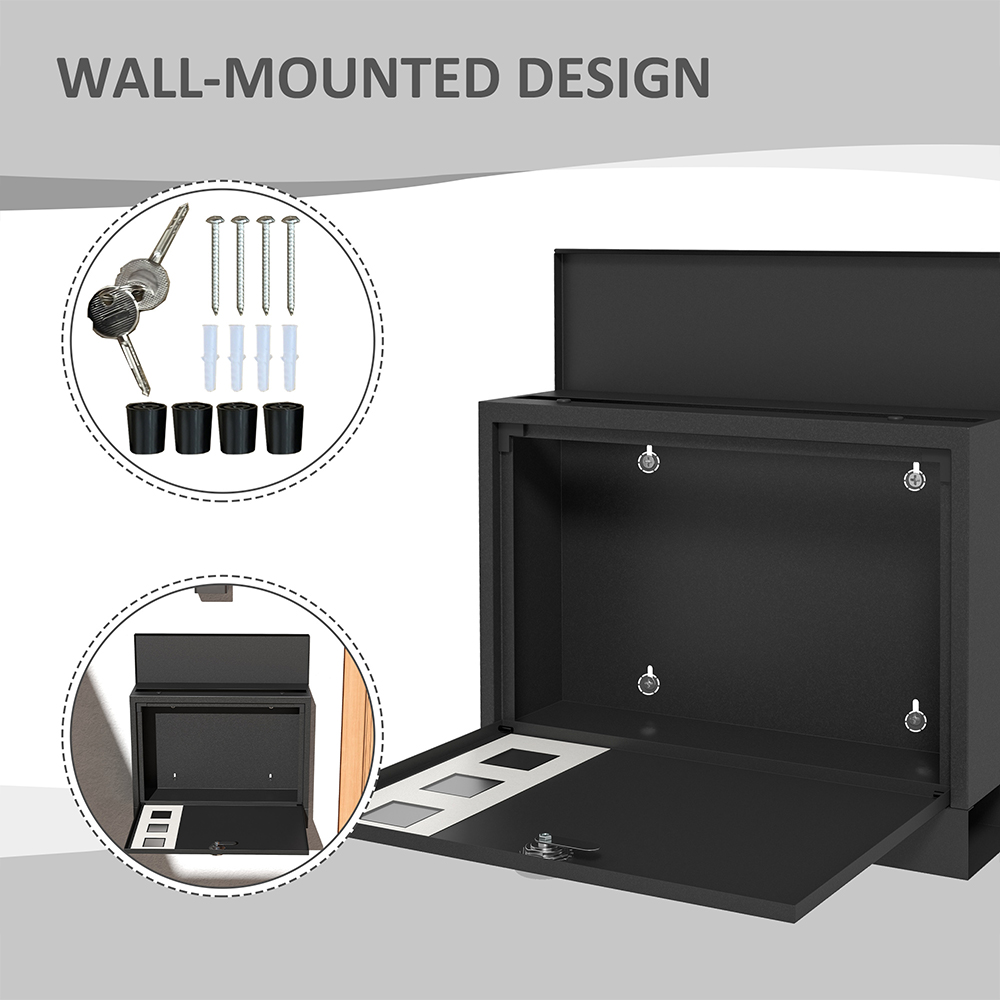HOMCOM Wall Mounted Mailbox with Windows and Keys Image 8