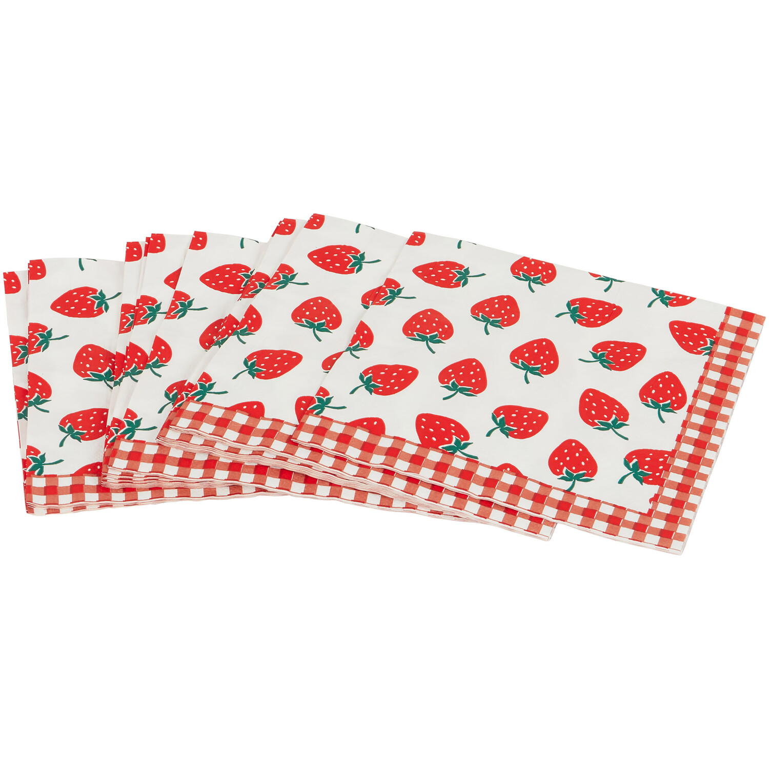 Pack of 16 Strawberry Napkins - White and Red Image 4