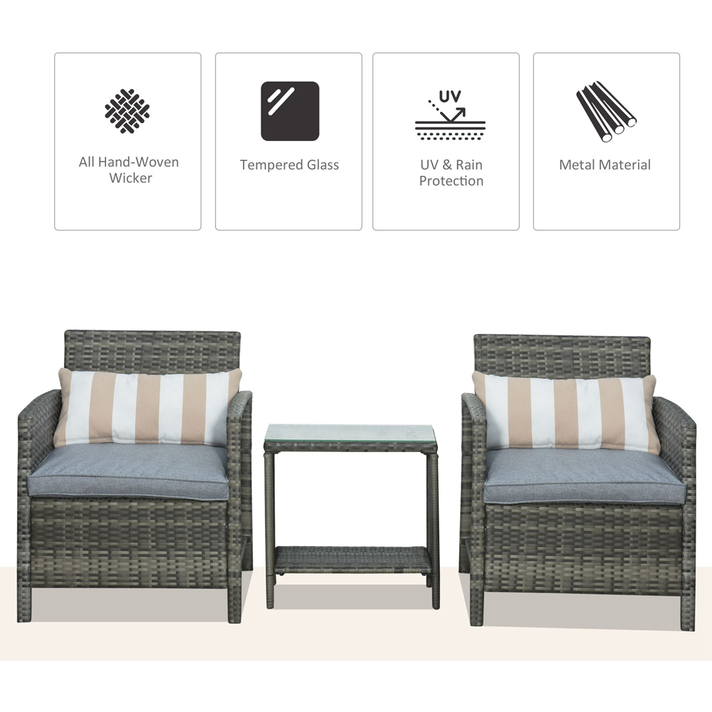 Outsunny 2 Seater Grey Rattan Lounge Set Image 4