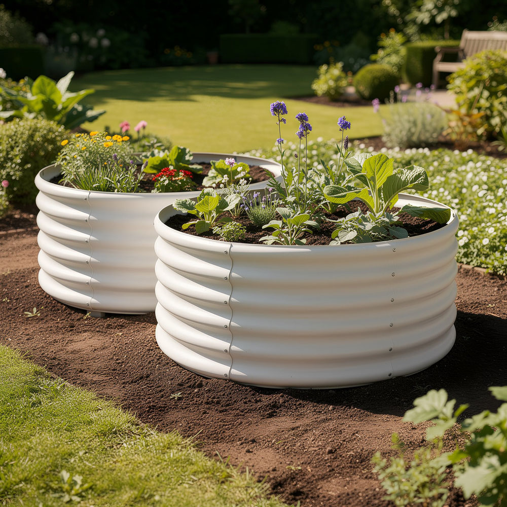 Harbour Housewares Ivory Round Raised Garden Bed 120 x 45cm 2 Pack Image 3