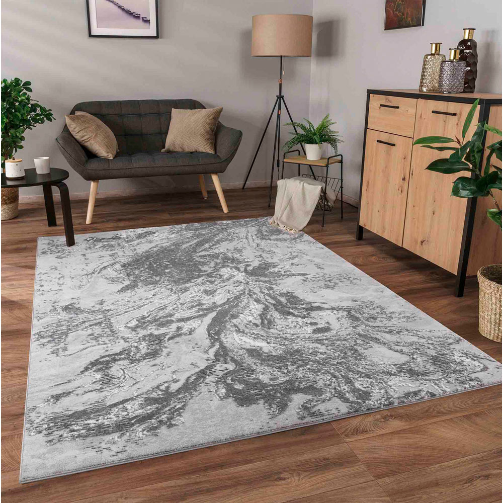 Desire Rugs Serenity Grey Abstract Water Grunge Texture Rug 80 x 150cm Image 4