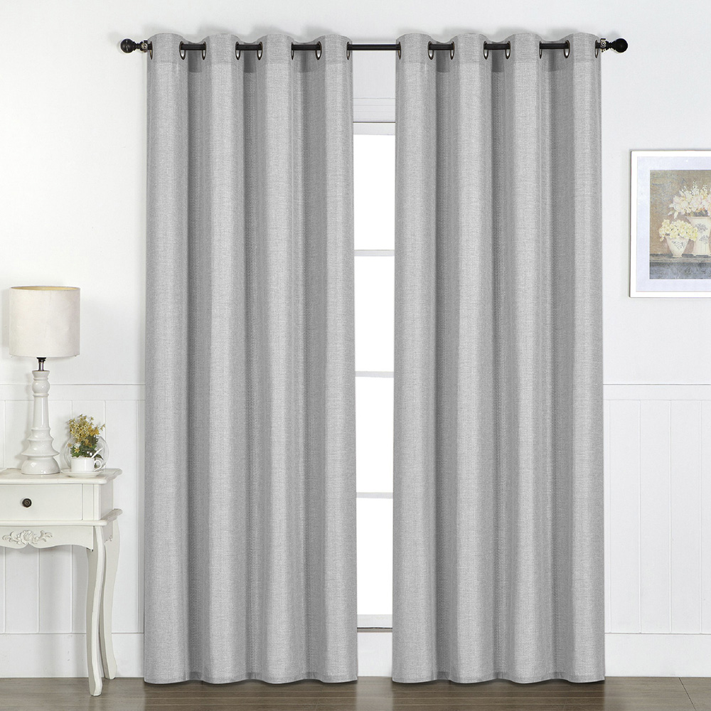 Divante Silver Faux Linen Blackout Panel Image 1