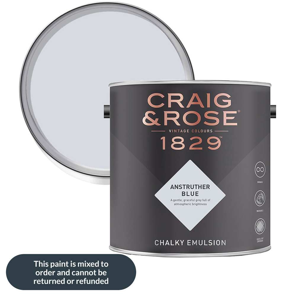 Craig & Rose 1829 Vintage Walls and Ceilings Anstruther Blue Chalky Matt Emulsion Paint 2.5L Image 1