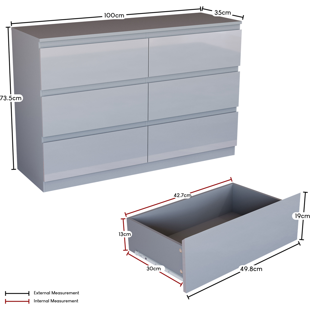 VIDA DESIGNS Glinton 6 Drawer Grey Chest of Drawers Image 9