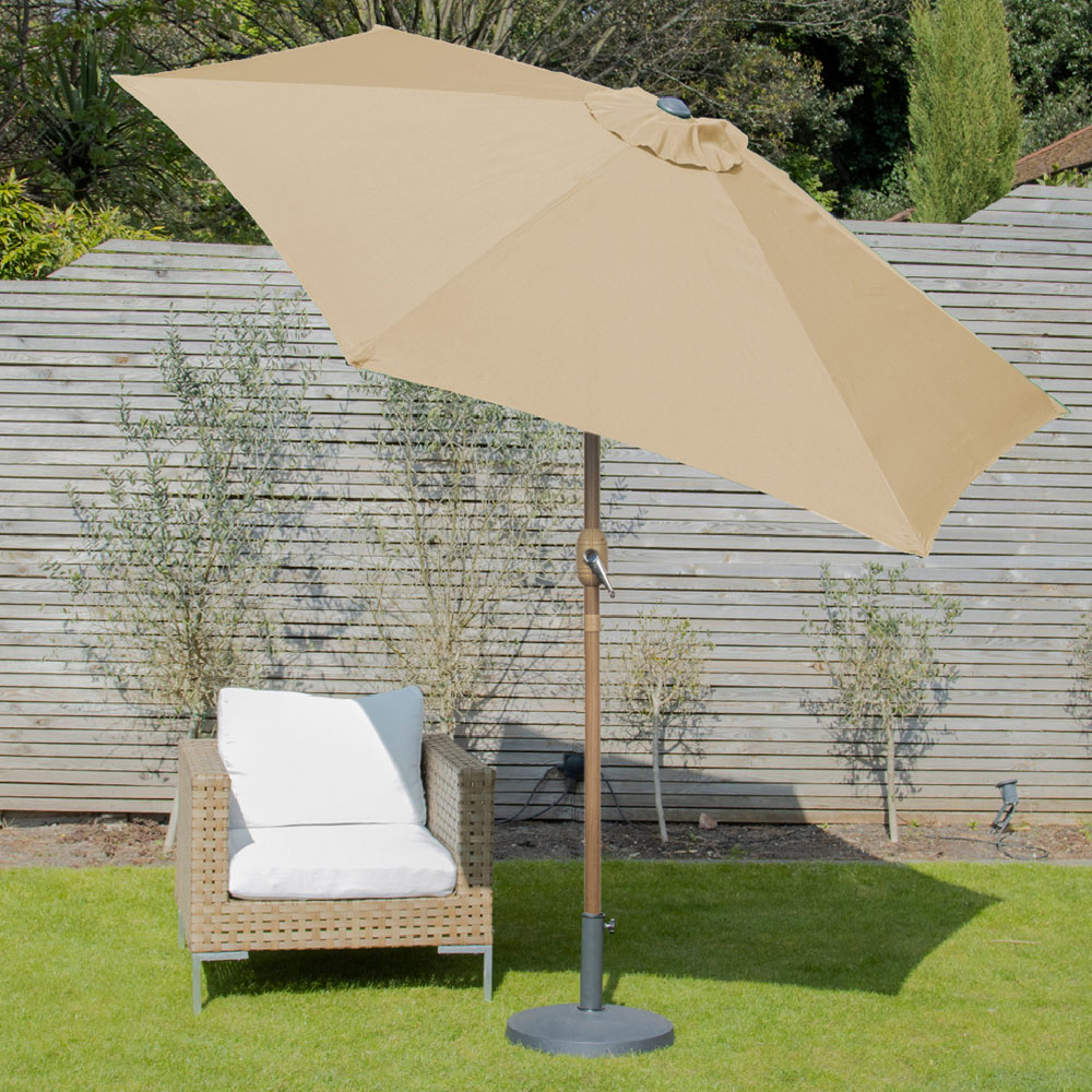 Gardenkraft Beige Crank and Tilt Wooden Parasol 2.7m Image 2