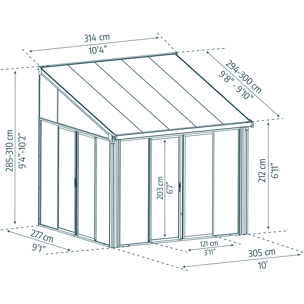 Palram Canopia Sanremo Veranda Grey Clear Sunroom 9.10 x 10ft Image 5