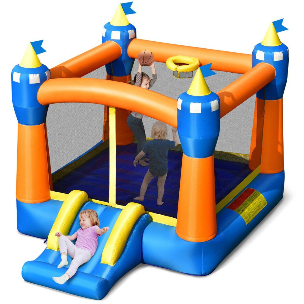 Costway Kids Cute Castle Bouncer with Carrying Bag Image 4