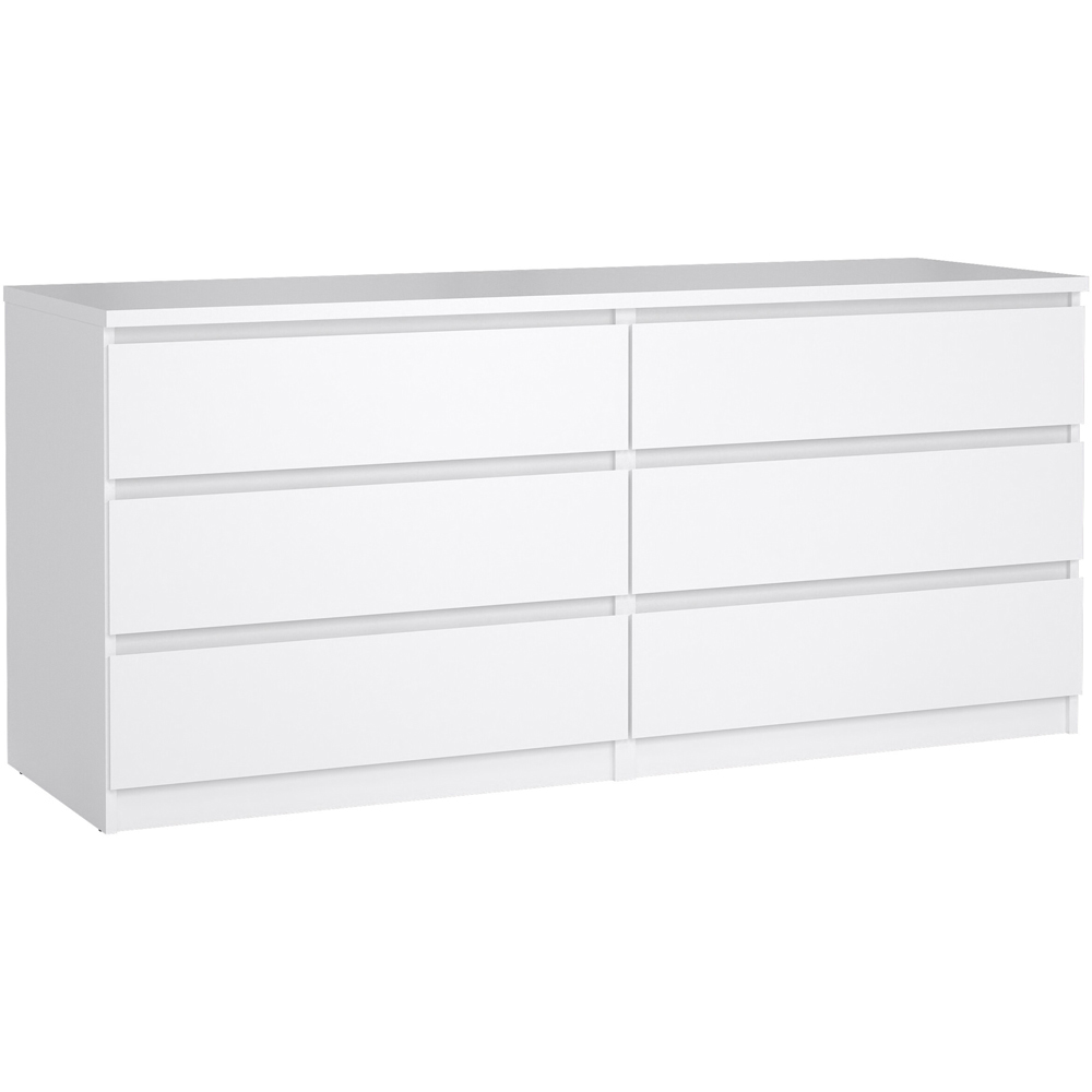 Florence 6 Drawer White High Gloss Wide Chest of Drawers Image 2