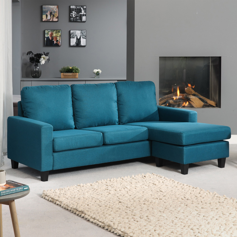 Modbury 3 Seater Teal Reversible Corner Sofa Image 1
