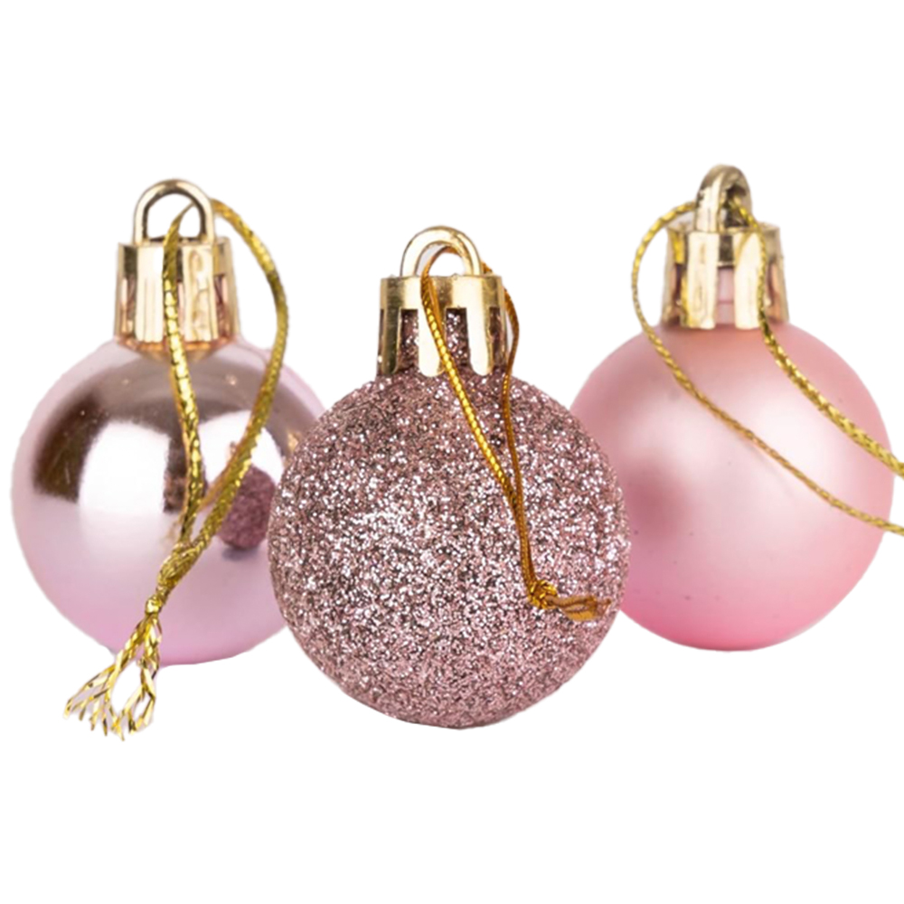 Shatchi 3cm Pale Pink Shatterproof Christmas Bauble 12 Pack Image 2
