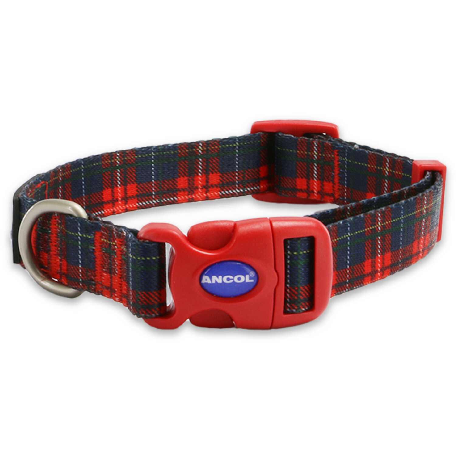 Tartan Patterned Dog Collar - Red / 30 - 50cm Neck Image