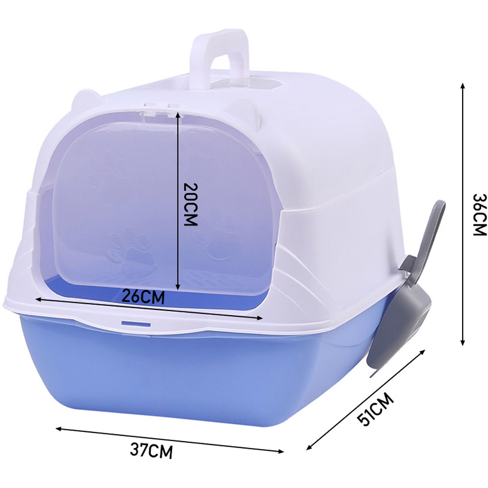 H&O Direct Blue Enclosed Cat Litter Box with Scoop 36 x 37 x 51cm Image 6