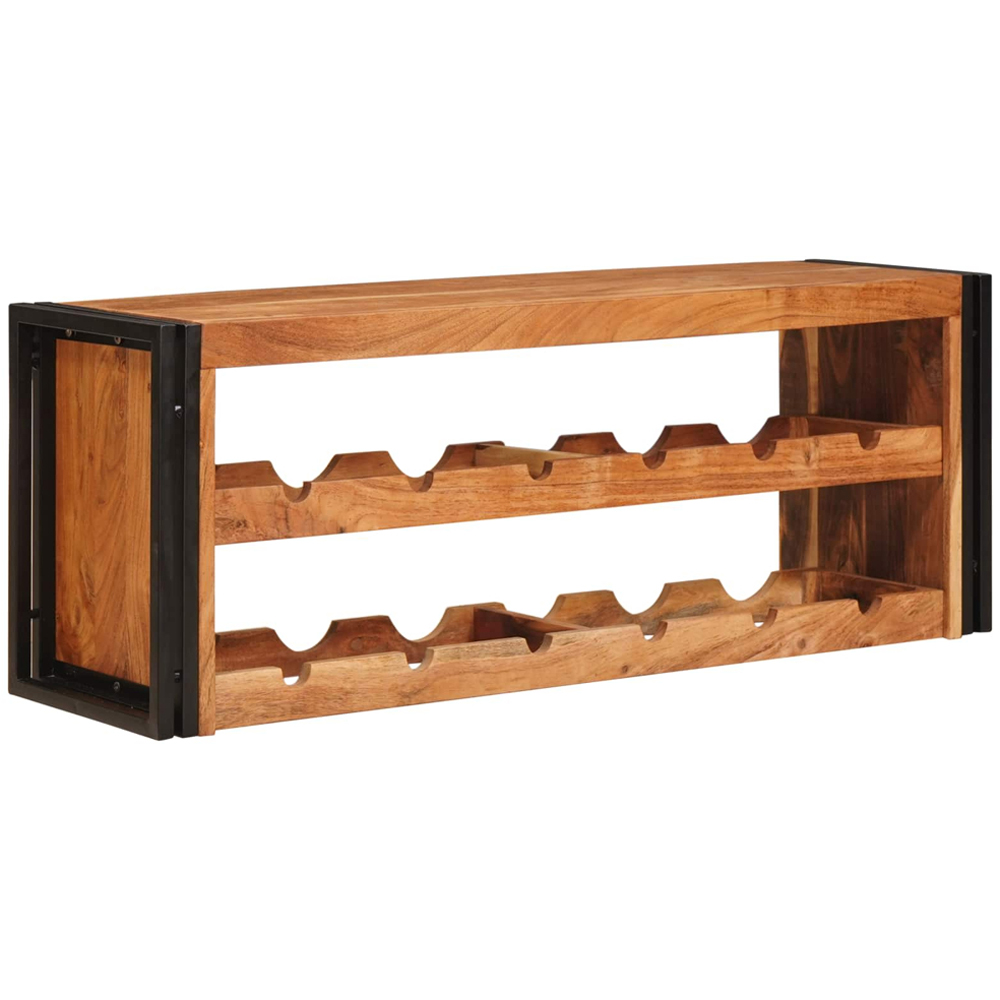 vidaXL 12 Bottle Brown Solid Acacia Wood Wall Mounted Wine Rack Image 3