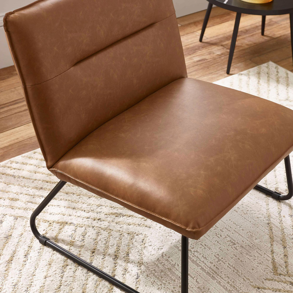 Julian Bowen Saxon Tan Brown Faux Leather Lounge Chair Image 5
