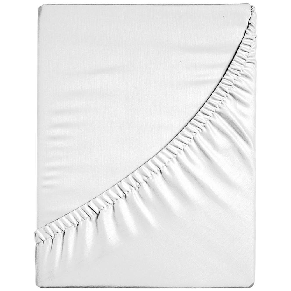 Sweet Dreams Double White T200 Percale Fitted Sheet Image 1