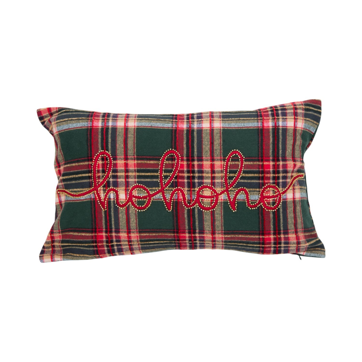 Ho Ho Ho Tartan Cushion Green Image 1