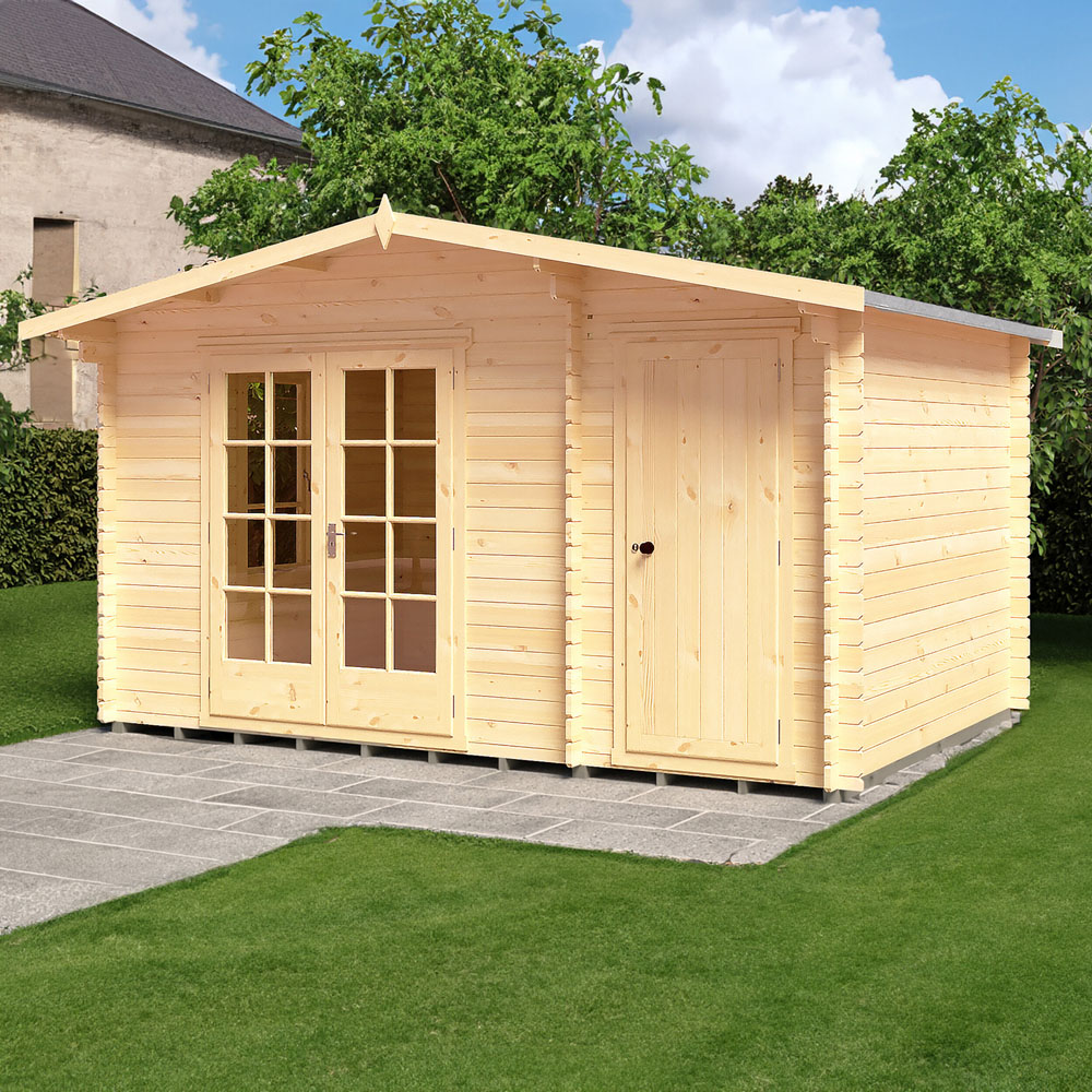 Shire Bourne 14 x 10ft Dual-Purpose Apex Garden Log Cabin with Integral Storage Image 2