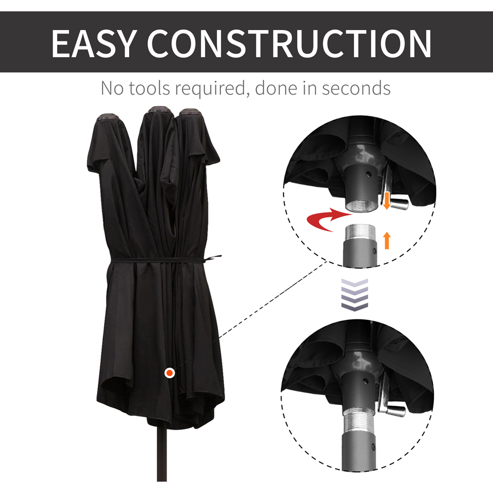 Outsunny Black Double Sided Patio Parasol 4.6m Image 6